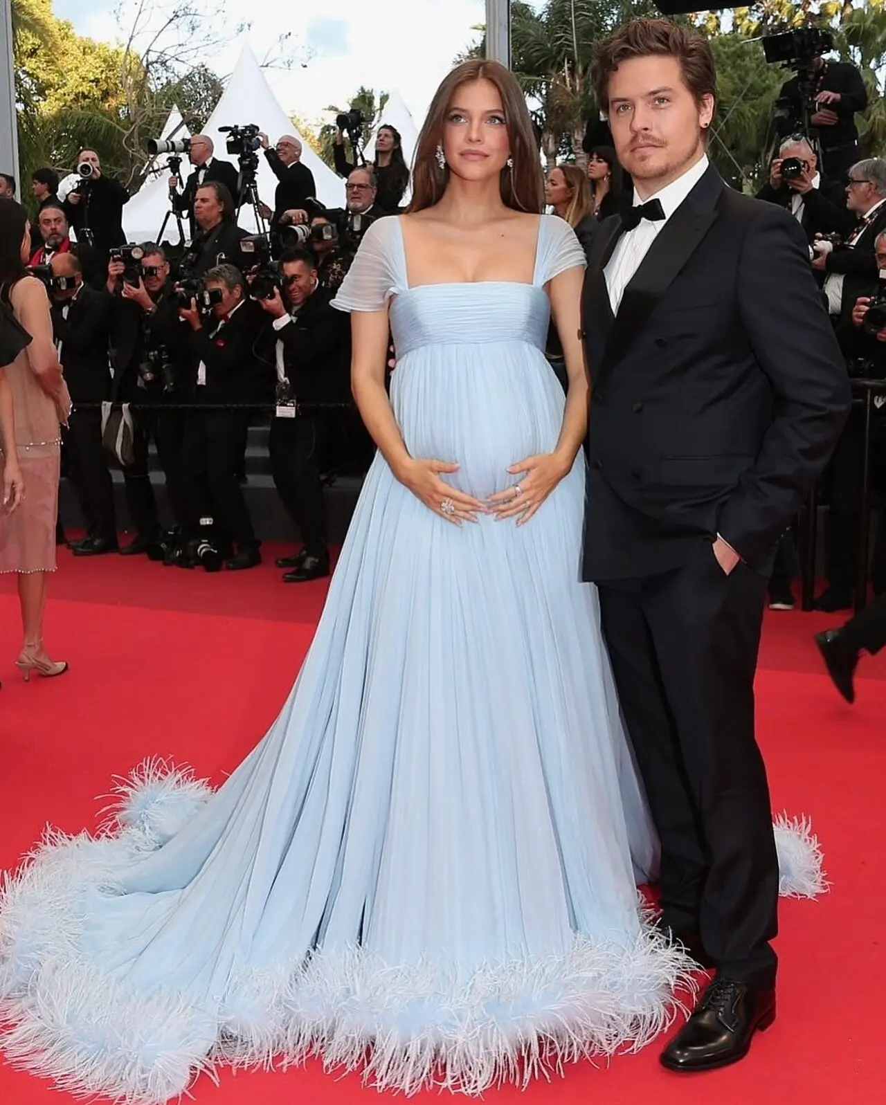 Barbara Palvin’s pregnancy announcement
Supermodel Barbara Palvin and actor Dylan Sprouse revealed they are expecting their first child during their appearance at the Cannes Film Festival. She appeared on the red carpet in a baby-blue gown and cradled her baby bump with both hands. Barbara Palvin’s pregnancy announcement
Supermodel Barbara Palvin and actor Dylan Sprouse revealed they are expecting their first child during their appearance at the Cannes Film Festival. She appeared on the red carpet in a baby-blue gown and cradled her baby bump with both hands.