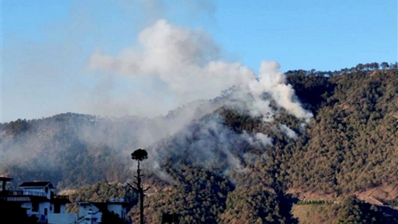 Thick smoke rises over the hills of Kasauli after a massive forest fire broke out near the cantonment’s heritage precincts Thick smoke rises over the hills of Kasauli after a massive forest fire broke out near the cantonment’s heritage precincts