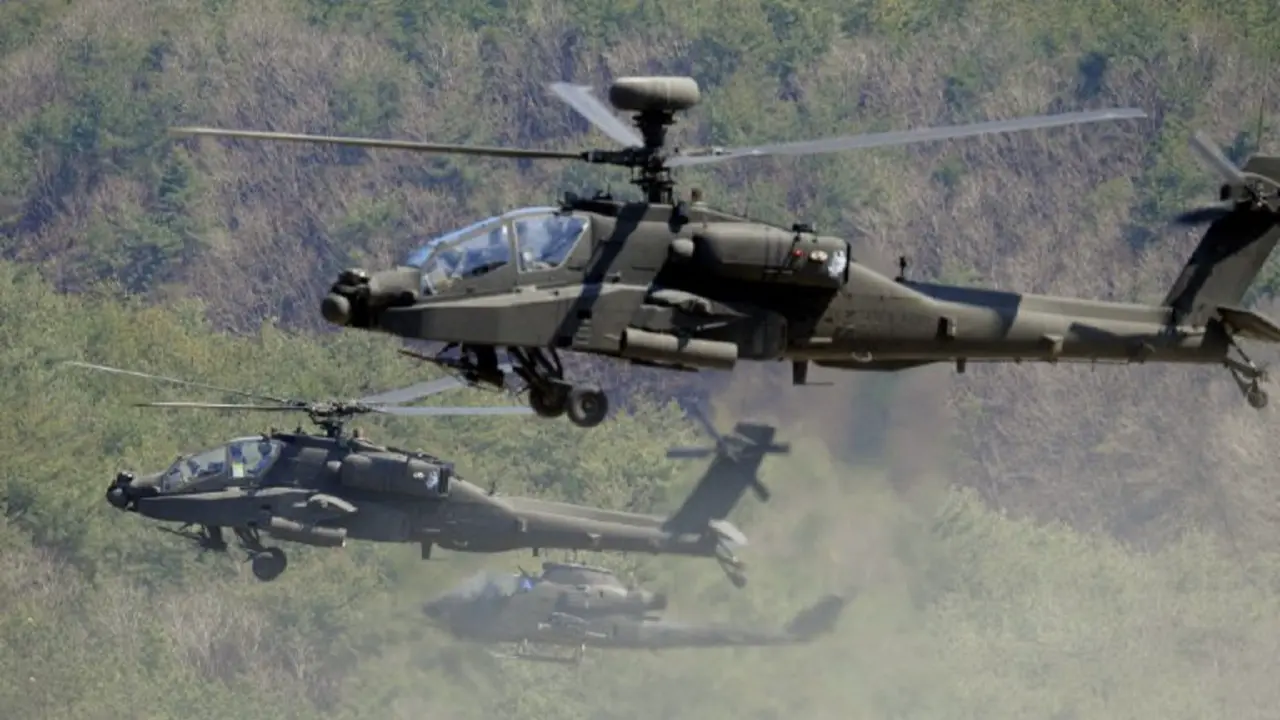 US clears USD 428.2 million military support package for India covering Apache helicopters, M777 Howitzers Apache helicopters. Pic/AFP