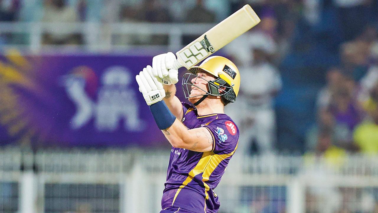 KKR opener Finn Allen during his 35-ball 93 against GT in Kolkata  on Saturday. PIC/IPL