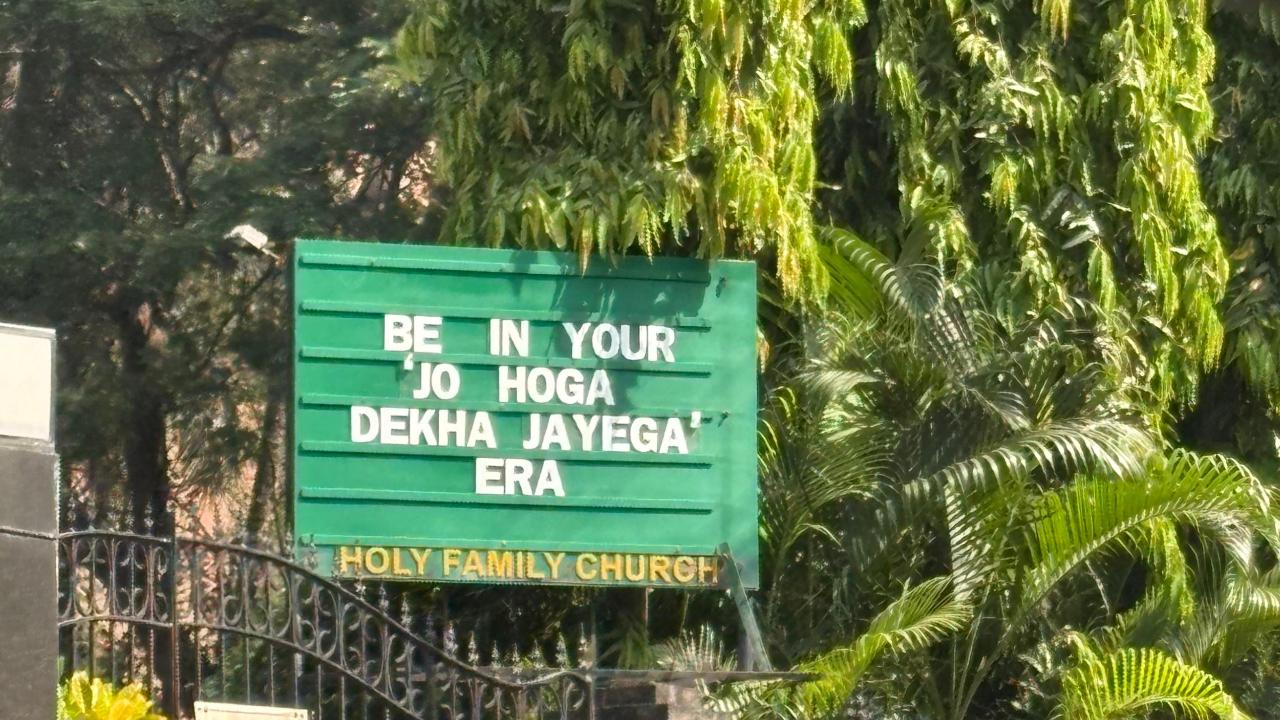 Many non-Catholics are also identifying with the messages on the signboard. Pallavi Rai is one among many other Mumbaikars who love reading the messages on the signboard and even shares them on social media every time it connects with her. In fact, she also saves them for her personal photo gallery, as a reminder for hope on a gloomy day.&nbsp;
She says the message is always on point and that has made her genuinely keep an eye out because every quote somehow manages to hit at the perfect time. "They&rsquo;re funny, comforting, relatable and weirdly motivating all at once", she adds. A lot of the quotes go beyond religion and tap into everyday emotions, struggles and humour that literally anyone can relate to. It feels more human than preachy, which is probably why people connect with it so much
Among her many favourites Rai highlights, "My favourite till now has been &ldquo;Be in your &lsquo;Jo hoga dekha jayega&rsquo; era&rdquo;. It was hilarious, chaotic and painfully relatable in the best way possible. The timing of that quote was elite but overall, I love how this church mixes humour with hope so effortlessly."