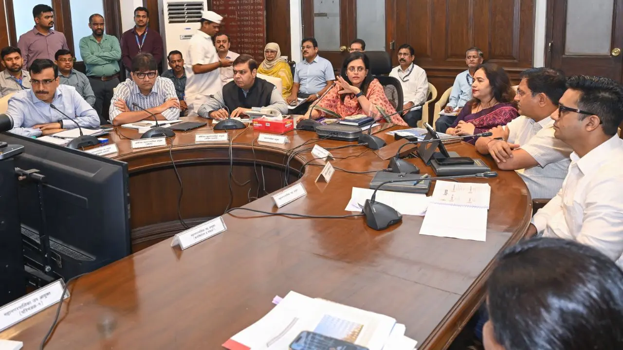 Civic chief Ashwini Bhide orders regular inspection of health institutions Ashwini Bhide reviews the monthly departmental meeting at the BMC headquarters on Saturday. PIC/BMC