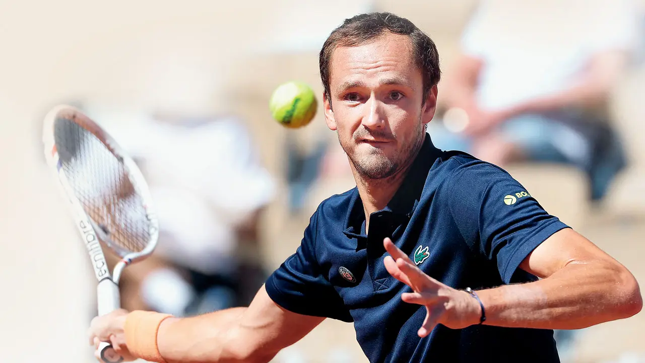 You need to behave: Wife Daria scolds Medvedev during defeat Russia’s Daniil Medvedev returns to Australia’s Adam Walton in Paris on Tuesday. Pics/AFP