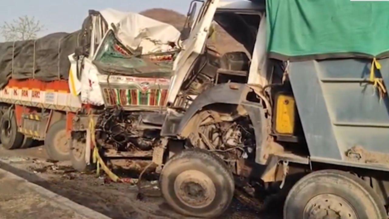 The accident began when a dumper truck collided with a truck on the highway. Pic/ X