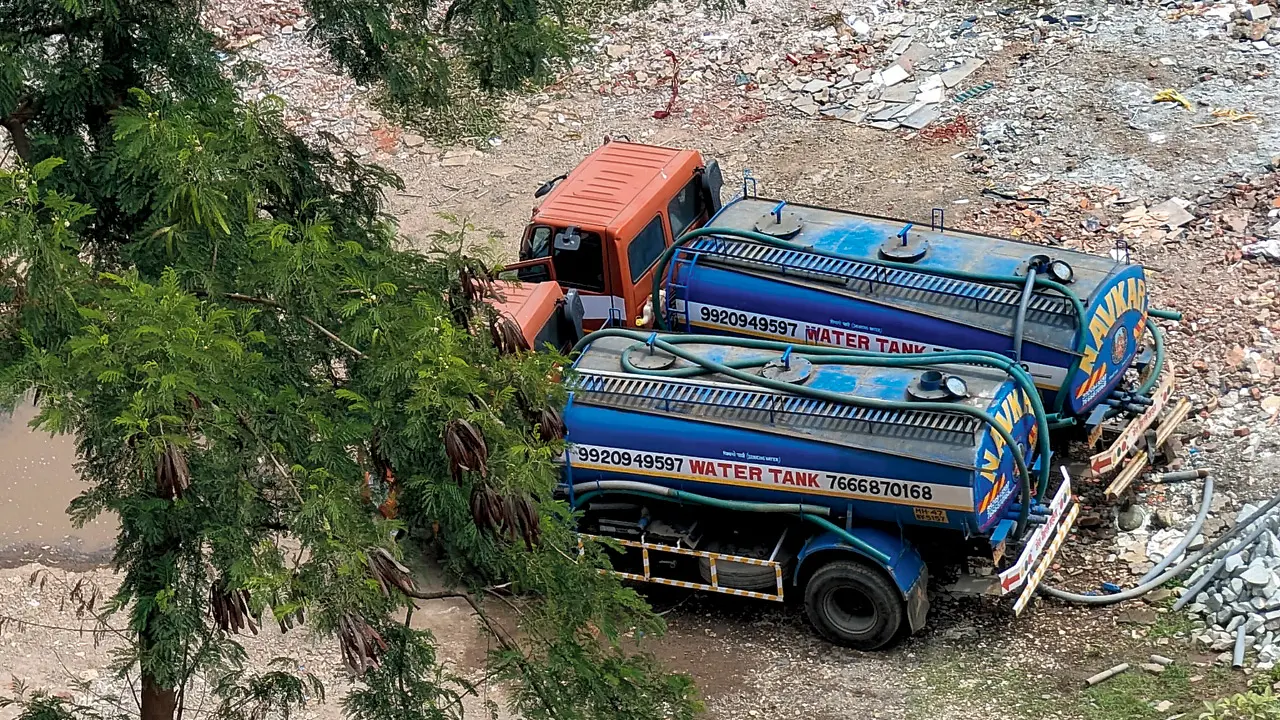 Water tankers near the dumping site inside the Eco-Sensitive Zone of Sanjay Gandhi National Park. FILE PICS/Ranjeet Jadhav