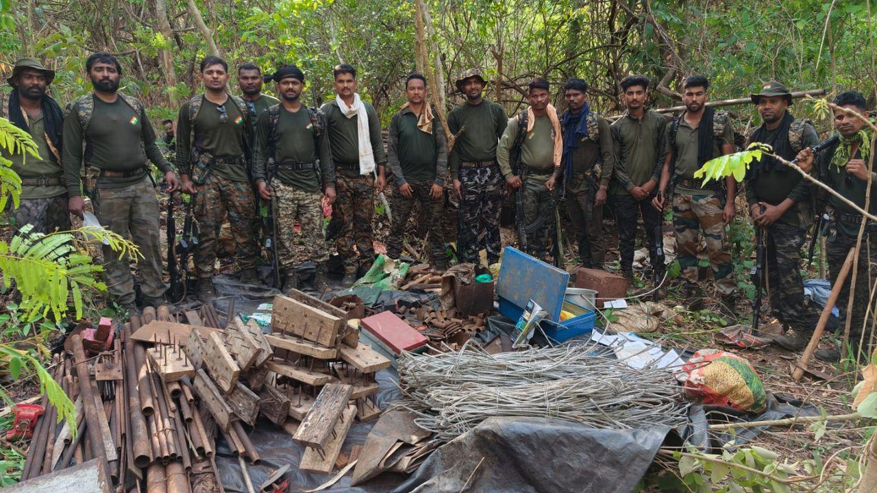 Acting on intelligence inputs provided by surrendered Maoists, police teams launched a search operation in a dense forest area near Post Kakur in Chhattisgarh’s Narayanpur district, around 7 km from the Maharashtra border. The operation was carried out under ‘Operation Antim Prahar’ Acting on intelligence inputs provided by surrendered Maoists, police teams launched a search operation in a dense forest area near Post Kakur in Chhattisgarh’s Narayanpur district, around 7 km from the Maharashtra border. The operation was carried out under ‘Operation Antim Prahar’
