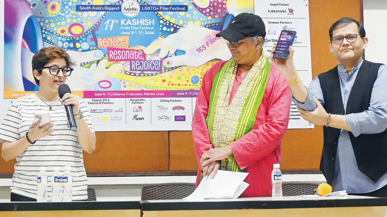 ‘Have the queer conversation’: Filmmakers spotlight LGBTQ+ stories at KASHISH Pride Film Festival Gulnaz Ghanchi, who has developed the KASHISH app, with festival director Sridhar Rangayan, and artistic director Saagar Gupta at the Press Club. Pics/Ashish Raje