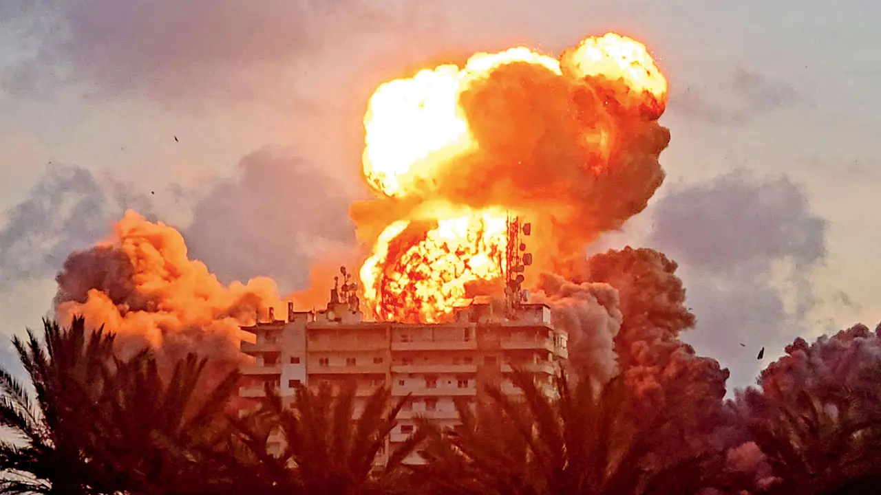 Israeli airstrikes in southern Lebanon kill at least 14 amid military escalation A fireball erupts from a building following an Israeli strike in Tyre, southern Lebanon, on Thursday. Pic/AFP