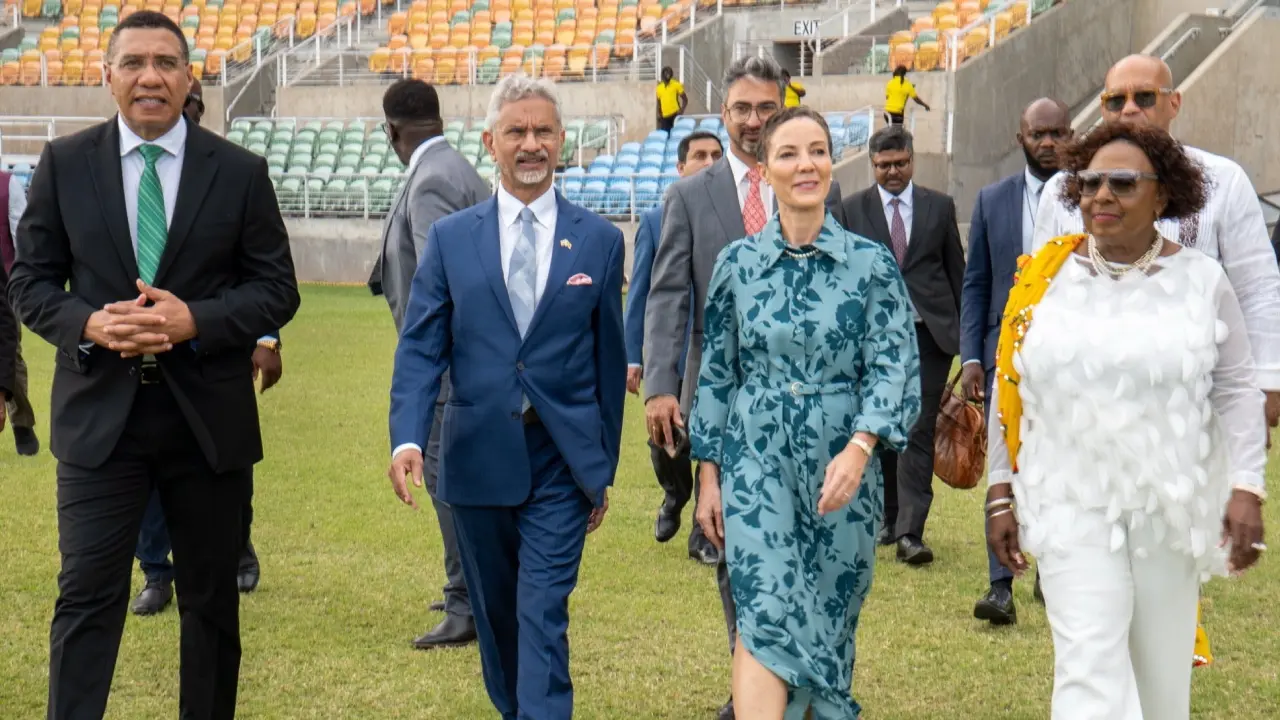 Taking to the social media platform X, Jaishankar noted that he was "Pleased to call on Prime Minister @AndrewHolnessJM in Kingston. Conveyed the greetings of PM @narendramodi."