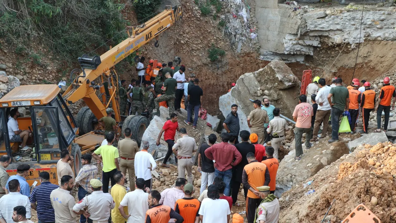 The incident occurred when labourers were carrying out repair work on a retaining wall near the bridge that was damaged in last year's flash floods.
