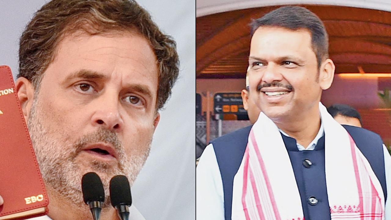 BJP-Congress sparring intensifies over PM Modi’s appeal to curb consumption Congress leader Rahul Gandhi; Maharashtra Chief Minister Devendra Fadnavis. Pics/PTI