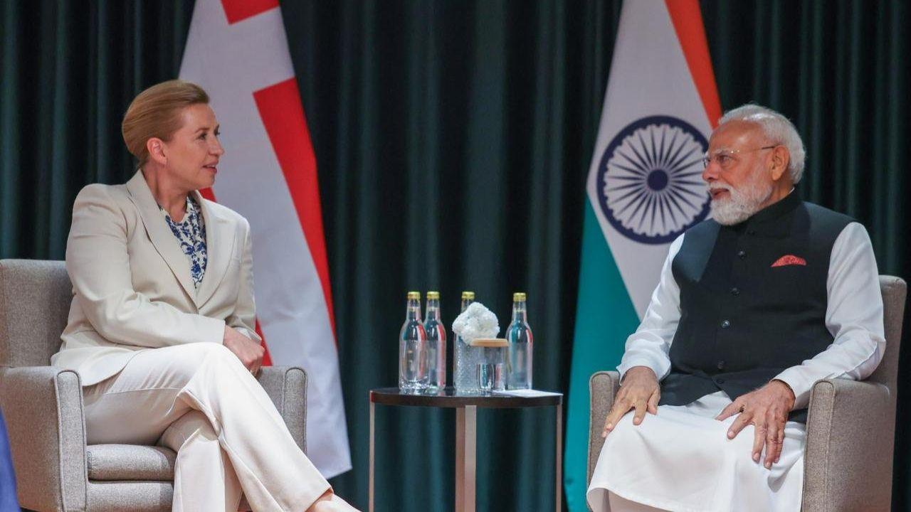 PM Modi, Danish Premier Frederiksen hold discussions on sidelines of Nordic Summ PM Modi holds talks with his Danish counterpart, Mette Frederiksen, in Oslo on Tuesday. PIC/X