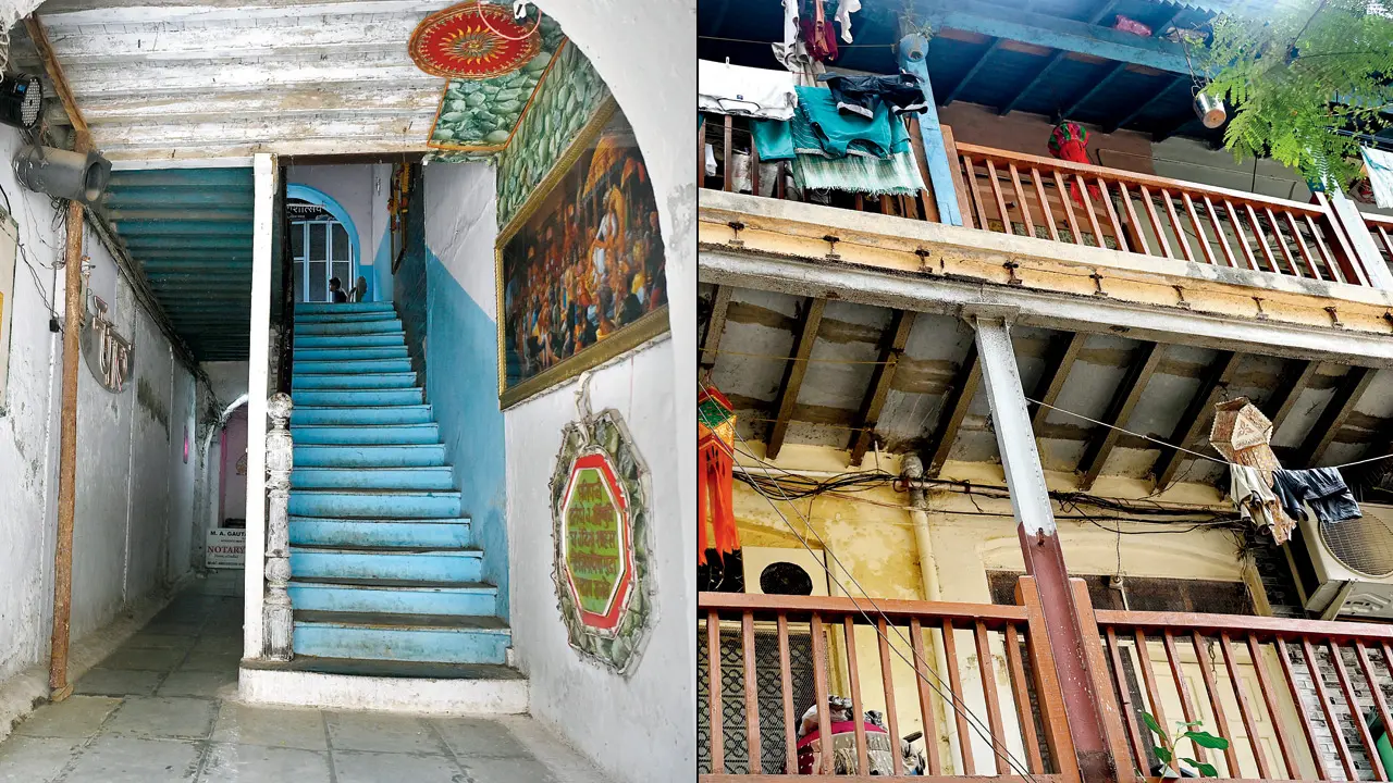 Anxiety rises among Mumbai’s 4 lakh pagdi residents over stalled redevelopment Crumbling structures in Kondaji Chawl, opposite Tata Memorial Hospital, on Jerbai Wadia Road in Parel. PICS/ASHISH RAJE