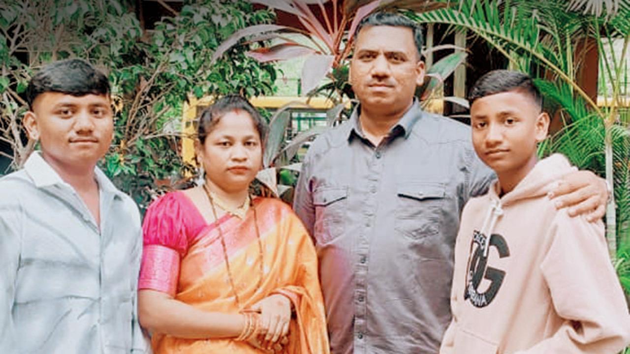Harishchandra Pawase, his wife Milika, and their sons. Pic/By Special Arrangement