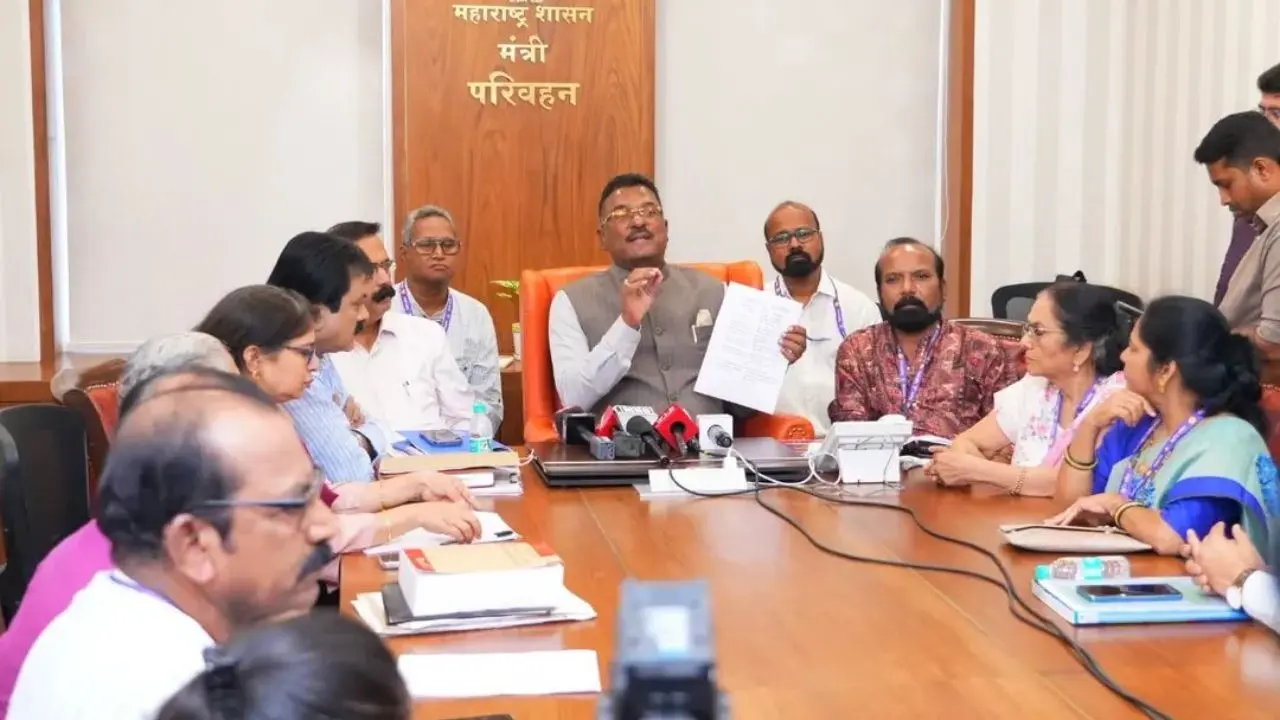 Maharashtra makes Marathi training mandatory for rickshaw, taxi drivers, sets August 15 deadline Maharashtra Transport Minister Pratap Sarnaik chairs a meeting at Mantralaya on Friday. PIC/X