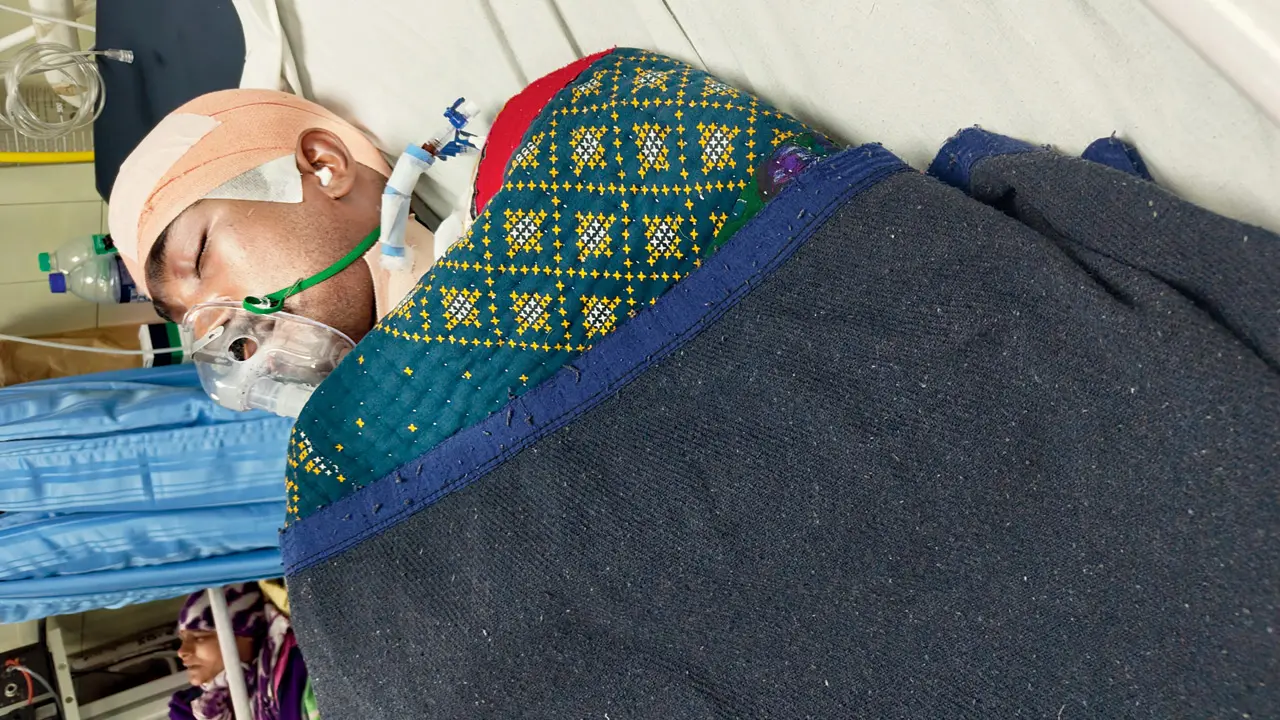 Rohit Pawar recovers in the Neurosurgery Department ICU on Wednesday. PIC/RITIKA GONDHALEKAR