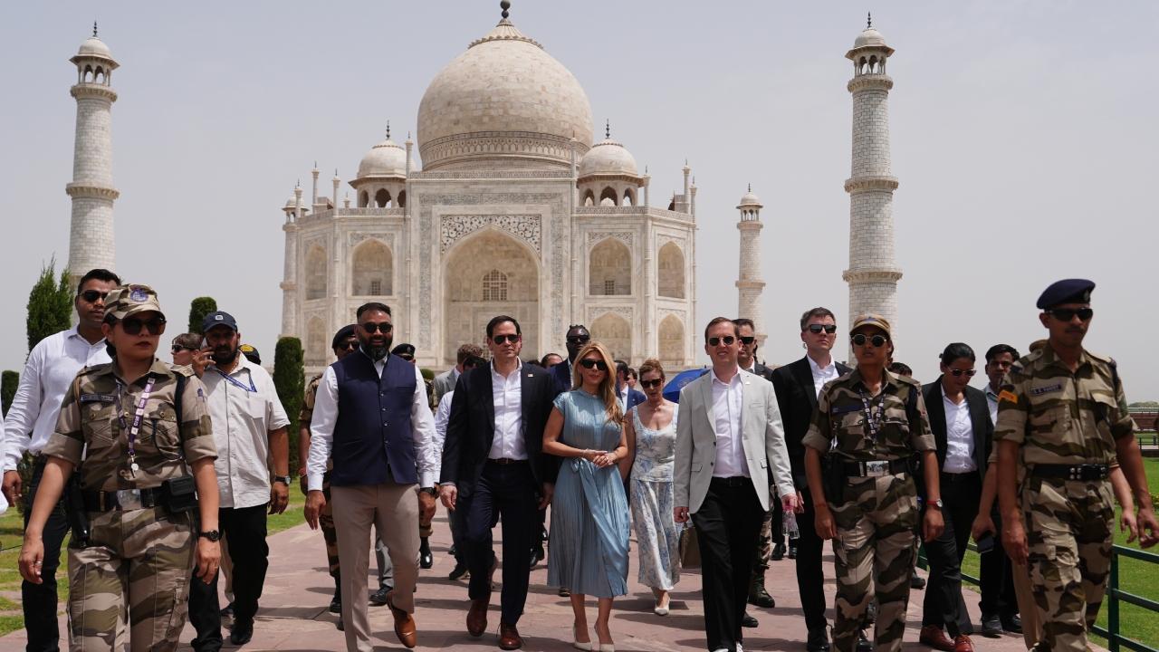 Security was tightened around the Taj Mahal during the high-profile visit, and tourists already present inside the monument complex were temporarily asked to move out by security personnel, officials said. Security was tightened around the Taj Mahal during the high-profile visit, and tourists already present inside the monument complex were temporarily asked to move out by security personnel, officials said.