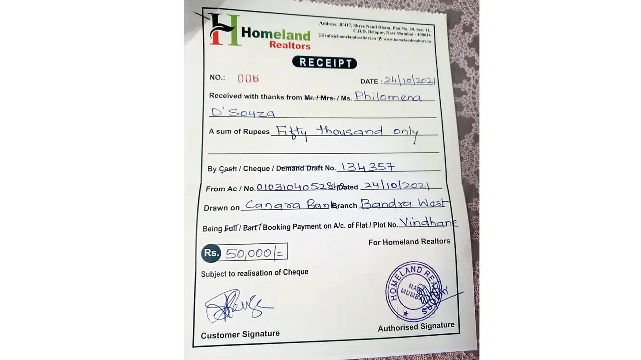 One of the payment receipts