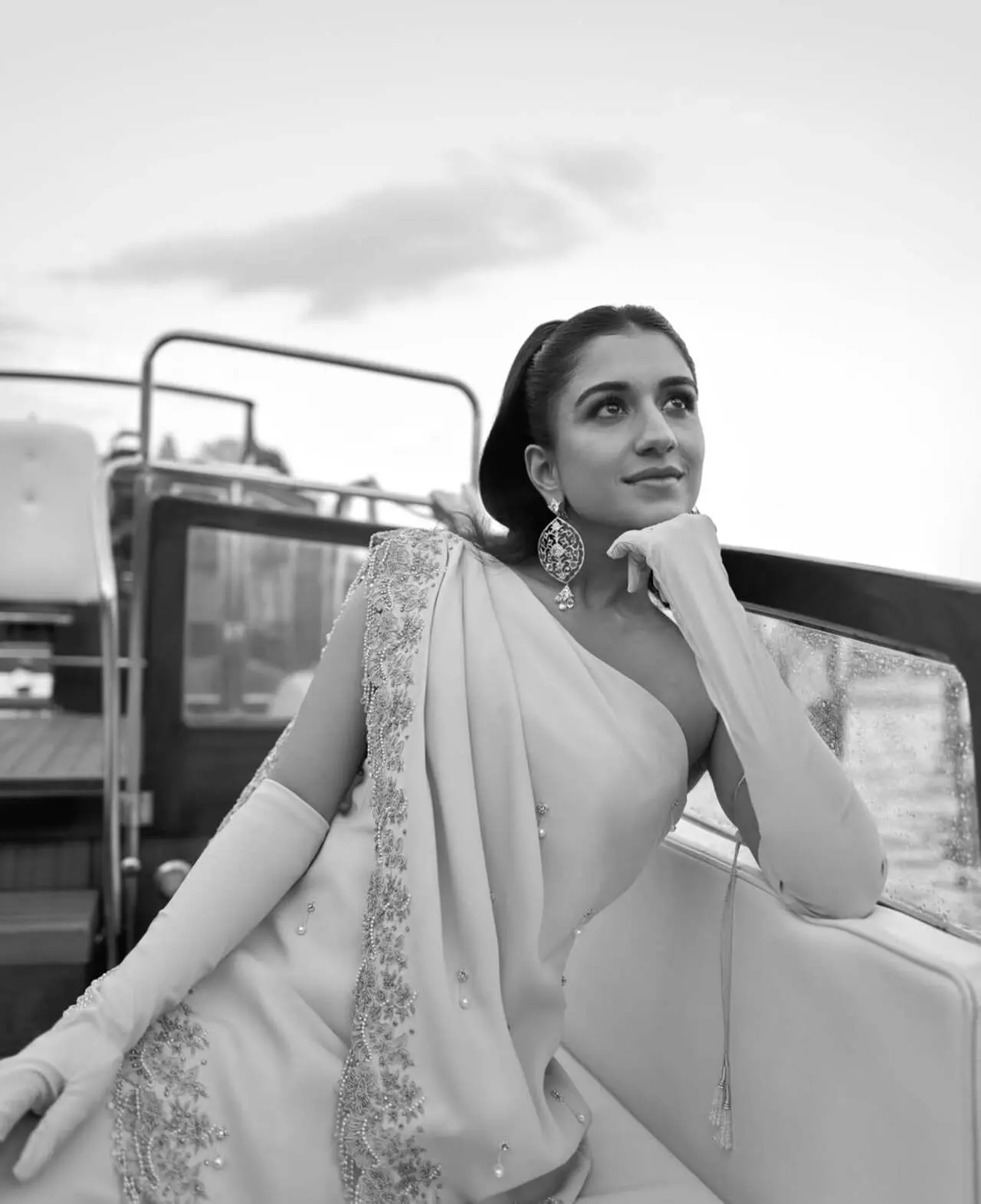 Radhika completed the look with a sleek high ponytail, which highlighted her facial features and glowing complexion. Her jewellery choices were minimal and elegant, complementing the outfit without overpowering it