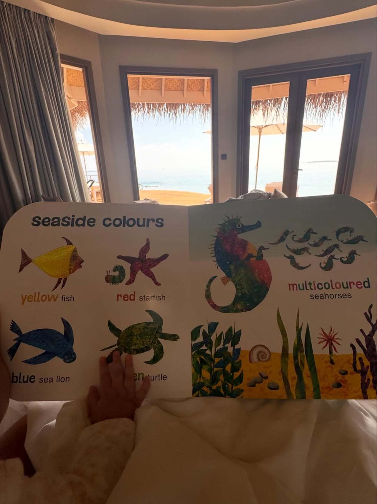 The actress shared glimpse of reading a book on sea animals to her daughter. &ldquo;Sun-kissed days, salty hair, and a heart full of peace with the loves of my life,&rdquo; she wrote as the caption of post.