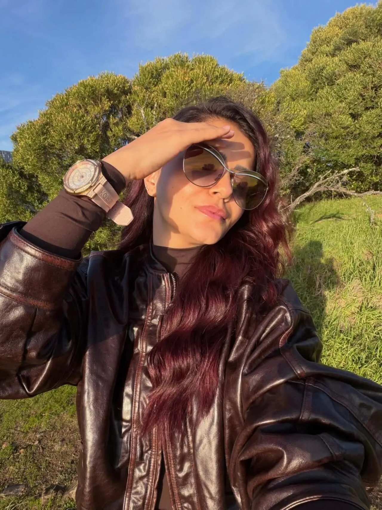 She looks beautiful beyond words in this sun-kissed selfie as she flaunts her glow in brown attire, paired with cool sunglasses. She looks beautiful beyond words in this sun-kissed selfie as she flaunts her glow in brown attire, paired with cool sunglasses.