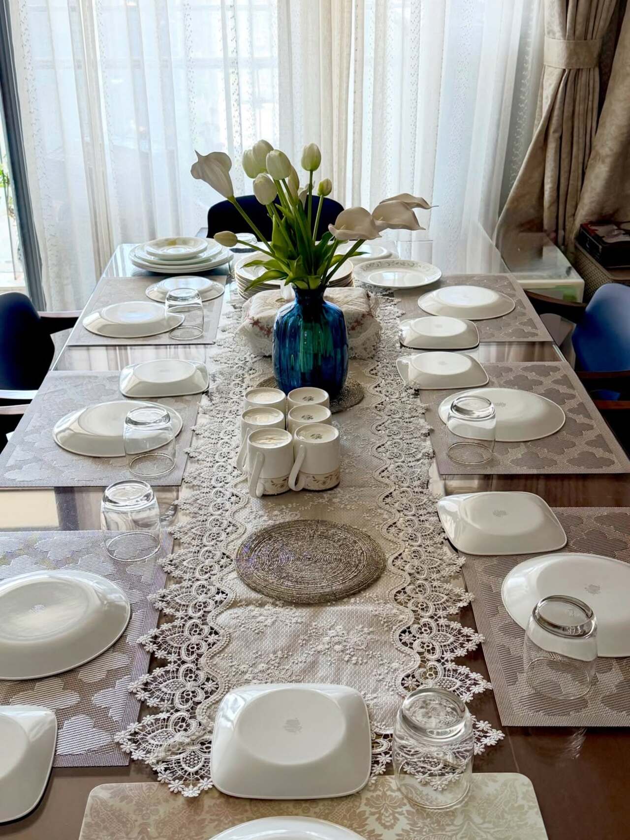 Hina Khan shared beautiful glimpses from her Eid celebrations at home. The actress gave fans a peek at the elegantly decorated dining table adorned with white flowers, lace runners. Hina Khan shared beautiful glimpses from her Eid celebrations at home. The actress gave fans a peek at the elegantly decorated dining table adorned with white flowers, lace runners.