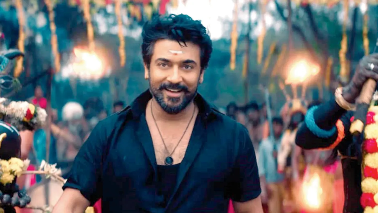 A still from the Tamil film Karuppu, starring Suriya