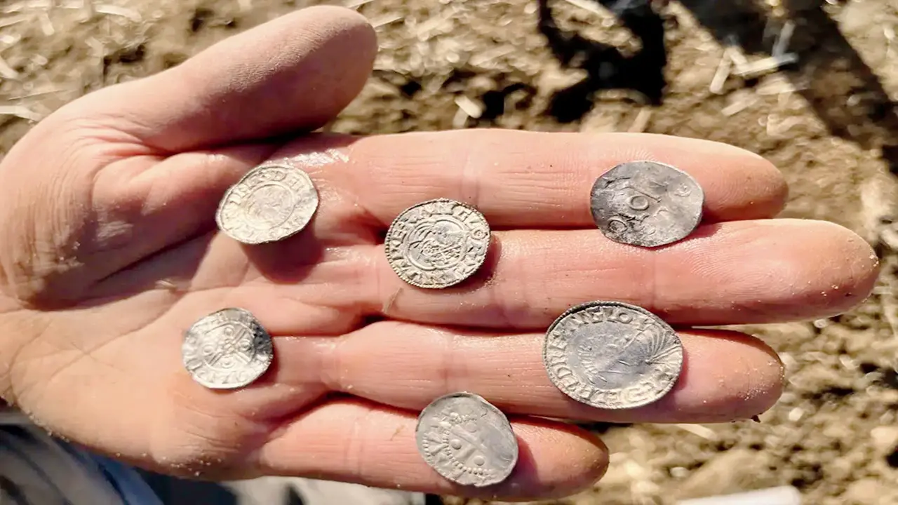Some of the coins discovered at the site in Norway. PIC COURTESY/Innlandet County Council