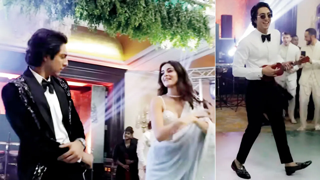 Dancing into stardom Ahaan Panday and Ananya Panday dancing to ‘Saat Samundar’ at Alanna Panday’s sangeet; (right) Ahaan dancing to ‘I am the Best’