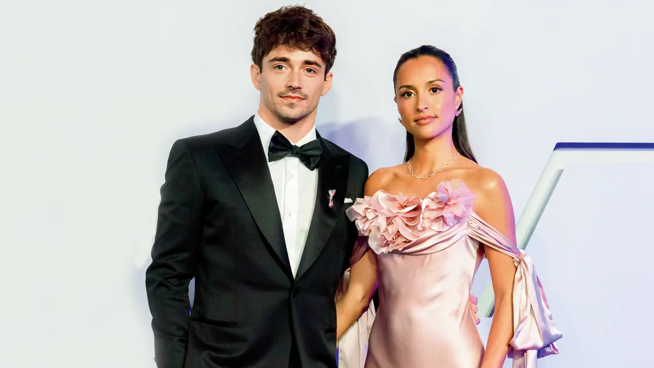 Ferrari star Charles Leclerc’s super yacht splurge Charles Leclerc with wife Alexandra. Pic/Getty Images