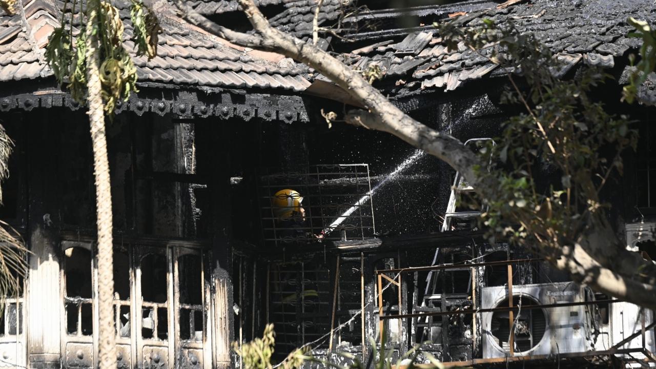 Officials said that the fire was confined to the first floor of the ground-plus-two-story building Officials said that the fire was confined to the first floor of the ground-plus-two-story building
