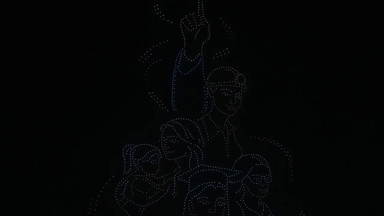 Large crowds gathered at Shivaji Park to witness the event, which transformed the night sky with synchronised lights, portraits and symbolic imagery linked to Dr Ambedkar&rsquo;s contribution to social justice and equality