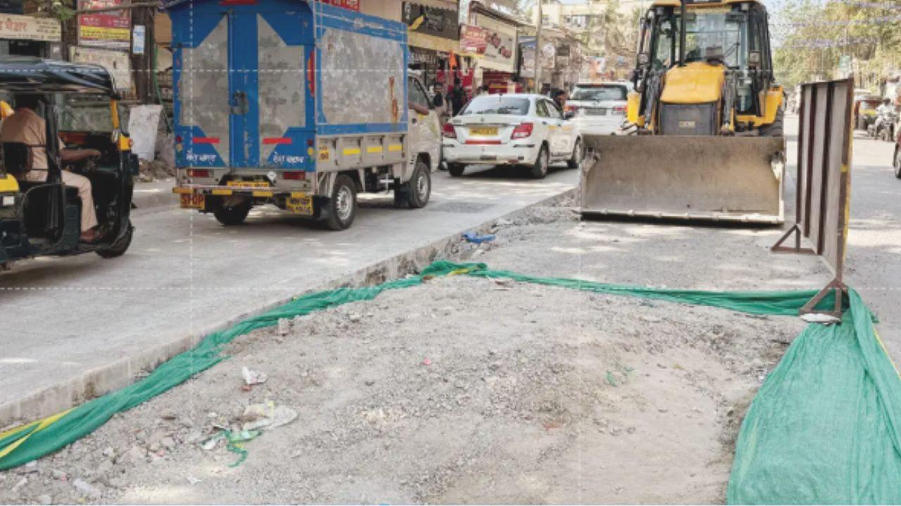 Road construction work in Marol. (Pic/Nimesh Dave)