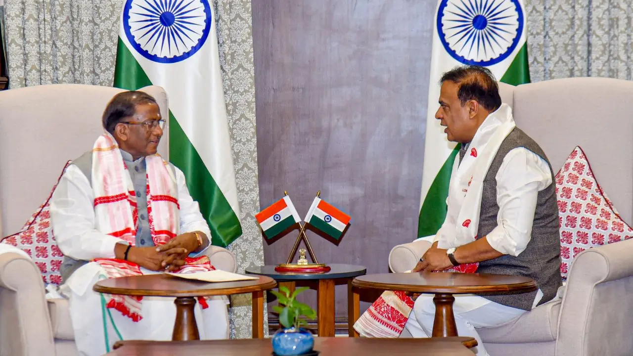 Assam Chief Minister Himanta Biswa Sarma with Governor Lakshman Acharya (Pic/PTI)