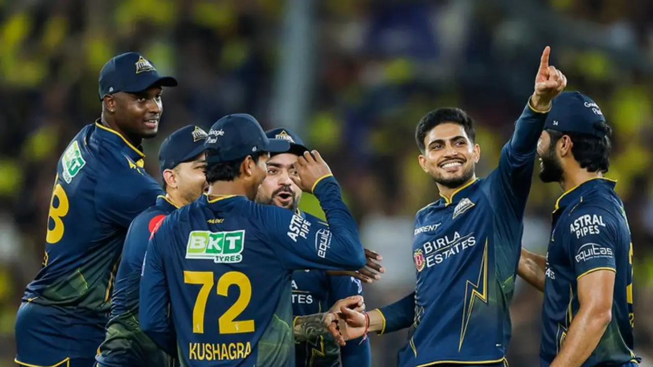 Gujarat Titans' (GT) players celebrate a wicket during the IPL 2026 match (Pic: X/@gujarat_titans)