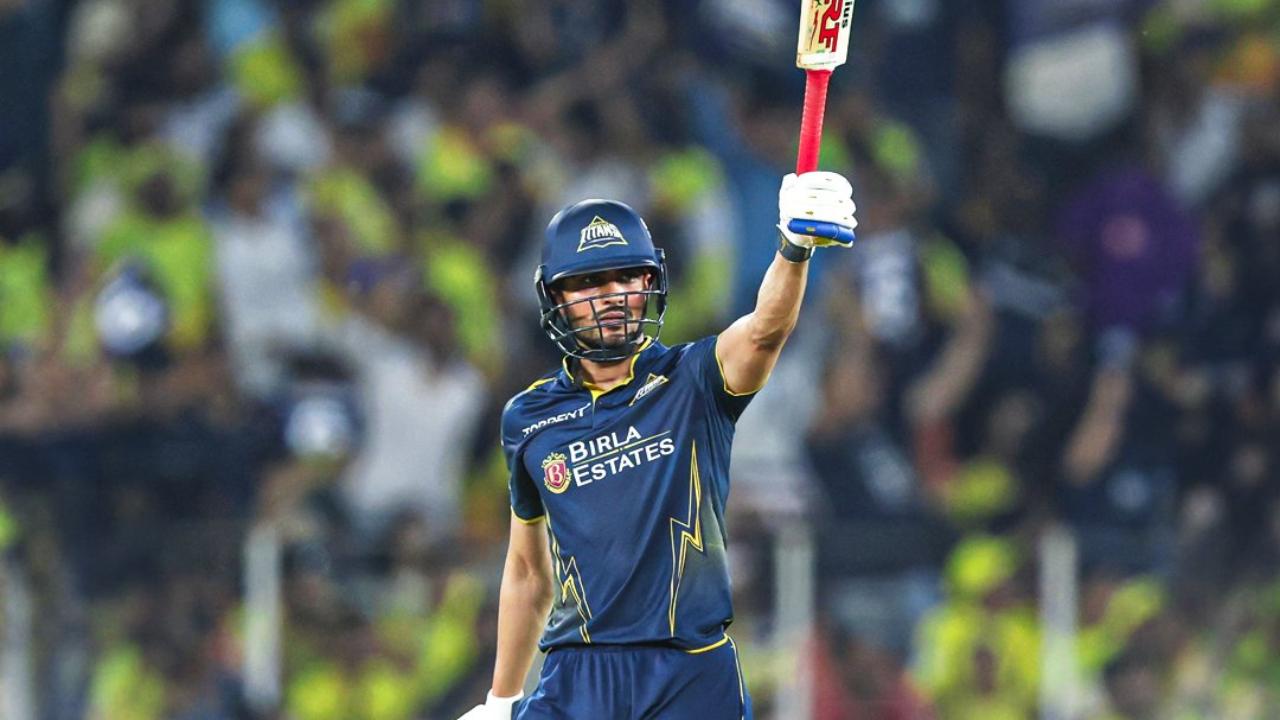 Having been put to bat first, Gujarat Titans' (GT) captain Shubman Gill played a knock of 64 runs off 37 deliveries, laced with seven boundaries and three maximums (Pic: X/@gujarat_titans)