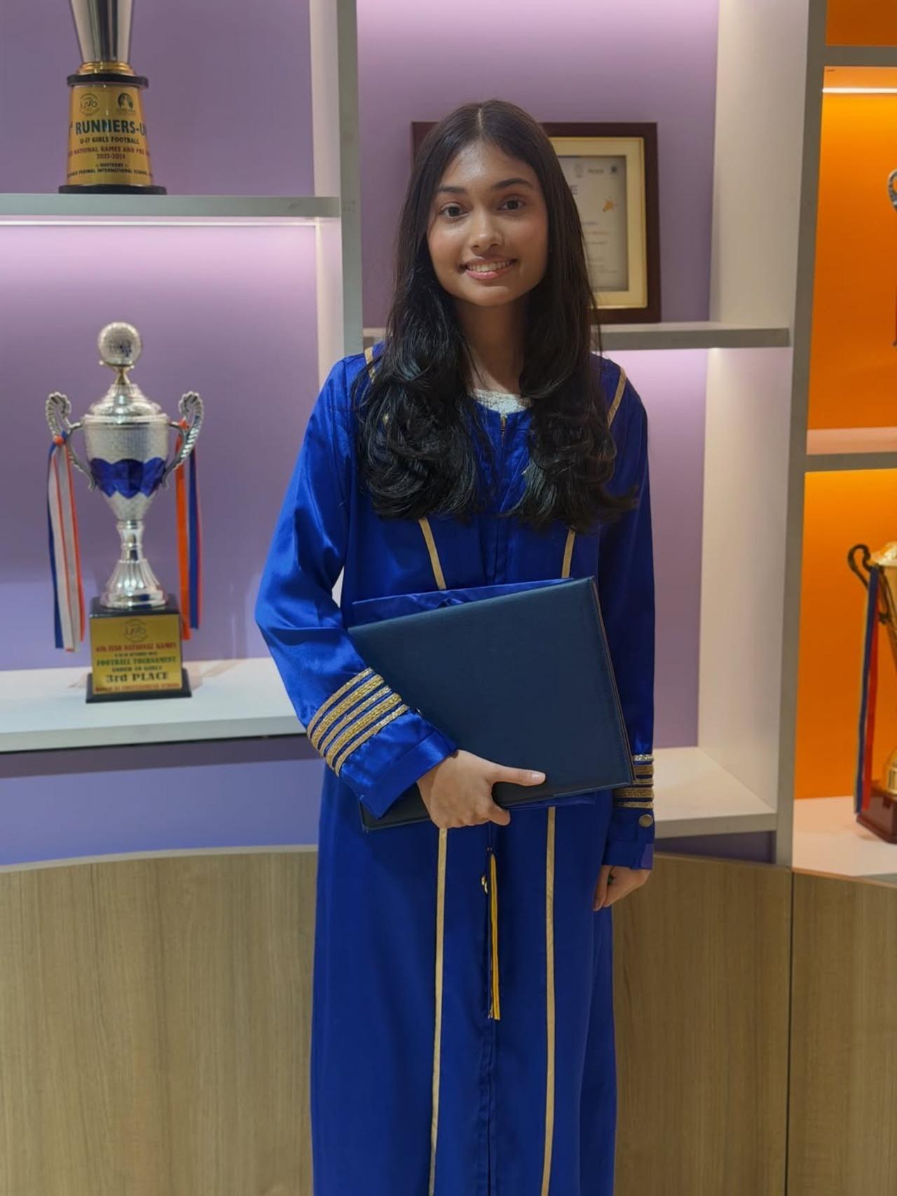 Farah shared a similar picture of daughter Anya posing with her graduation certificate. Farah shared a similar picture of daughter Anya posing with her graduation certificate.