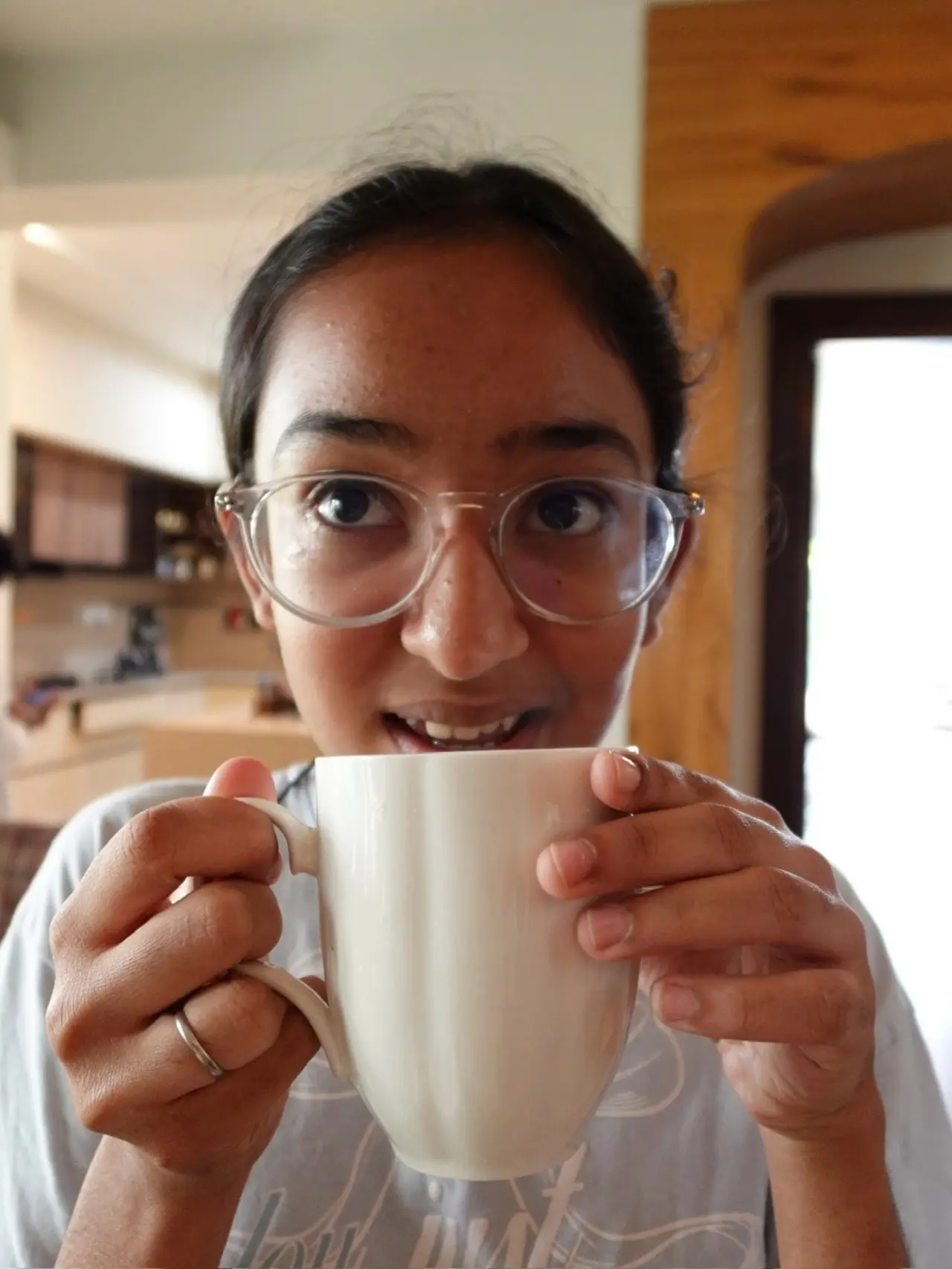 Rashmika also shared a picture of Shiman sipping on a cup at their home. Rashmika also shared a picture of Shiman sipping on a cup at their home.