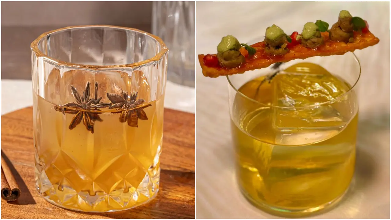 Chai-Spiced Smoked Old FashionedWhy only enjoy masala chai in a Negroni when you can add it to another classic. Ankit Kumar, who is the beverage manager at The St. Regis Goa Resort, says you can make Chai-Spiced Smoked Old Fashioned. He shares, "The Chai-Spiced Smoked Old Fashioned is a beautiful collision of two worlds. We wanted to elevate India’s comforting, deeply rooted masala chai culture into the sleek canvas of a classic, slow-sipping luxury cocktail. By replacing refined sugar with rich, earthy jaggery and introducing the theatrical element of smoked cinnamon, we’ve created a multi-sensory after-dinner experience that feels both intensely nostalgic and effortlessly sophisticated."
Clarified Masala Chai CocktailCelebrating not only the masala chai but also the samosa combination, Anurag Dhingra, who is the head of Liquid Artistry at Massive Restaurants that owns Farzi Cafe Cyberhub, says you can make Clarified Masala Chai Cocktail. He explains, "The cocktail is an elevated take on the timeless chai-samosa combination. combines vodka with a house-brewed masala chai blend infused with cardamom, ginger, cinnamon, clove, and black pepper. The cocktail is then clarified to achieve a crystal-clear appearance while preserving the depth and warmth of traditional chai flavours. To complement it, we serve a deconstructed samosa — bringing together elements like spiced potato mousse, crisp pastry shards, tamarind chutney and mint chutney accents in a refined presentation." Chai-Spiced Smoked Old FashionedWhy only enjoy masala chai in a Negroni when you can add it to another classic. Ankit Kumar, who is the beverage manager at The St. Regis Goa Resort, says you can make Chai-Spiced Smoked Old Fashioned. He shares, "The Chai-Spiced Smoked Old Fashioned is a beautiful collision of two worlds. We wanted to elevate India’s comforting, deeply rooted masala chai culture into the sleek canvas of a classic, slow-sipping luxury cocktail. By replacing refined sugar with rich, earthy jaggery and introducing the theatrical element of smoked cinnamon, we’ve created a multi-sensory after-dinner experience that feels both intensely nostalgic and effortlessly sophisticated."
Clarified Masala Chai CocktailCelebrating not only the masala chai but also the samosa combination, Anurag Dhingra, who is the head of Liquid Artistry at Massive Restaurants that owns Farzi Cafe Cyberhub, says you can make Clarified Masala Chai Cocktail. He explains, "The cocktail is an elevated take on the timeless chai-samosa combination. combines vodka with a house-brewed masala chai blend infused with cardamom, ginger, cinnamon, clove, and black pepper. The cocktail is then clarified to achieve a crystal-clear appearance while preserving the depth and warmth of traditional chai flavours. To complement it, we serve a deconstructed samosa — bringing together elements like spiced potato mousse, crisp pastry shards, tamarind chutney and mint chutney accents in a refined presentation."
