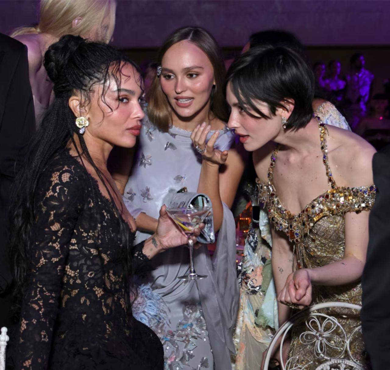 Zoe Kravitz, Lily-Rose Depp, and Gracie Abrams brought major bestie energy to the Met Gala 2026 as they were spotted deep in conversation inside the venue.