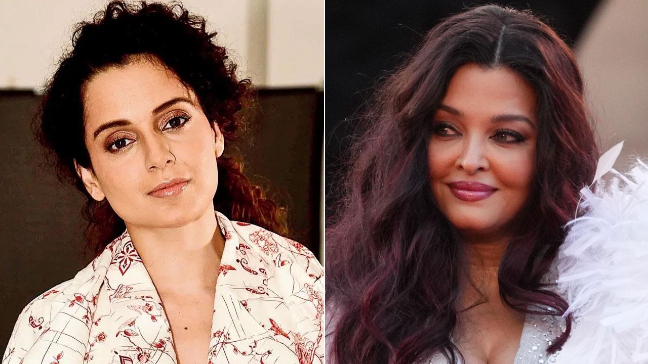 Kangana Ranaut. Pic/AFP; (right) Aishwarya Rai Bachchan. Pic/AP, PTI