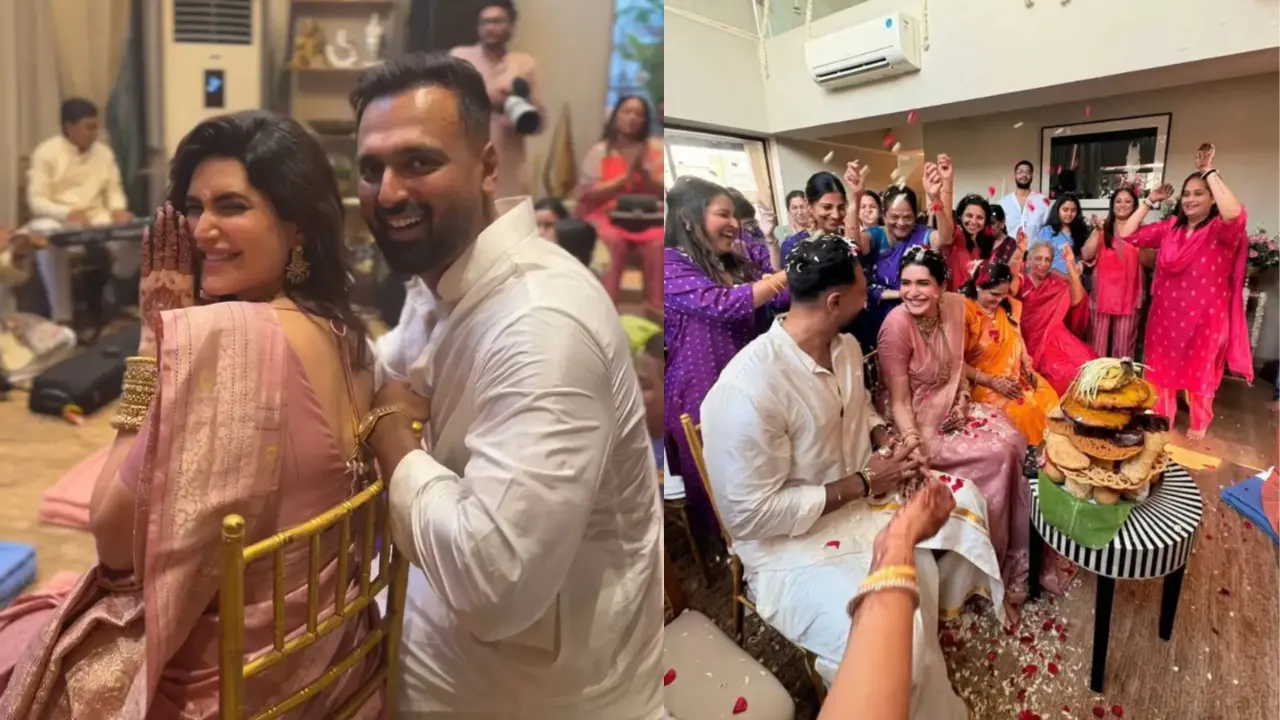 Karishma Tanna drops dreamy glimpse of her godh bharai ceremony with hubby Varun Karishma Tanna and Varun Bangera (Pics from Instagram)