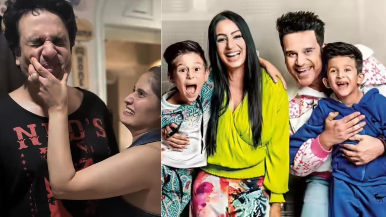 Krushna Abhishek gives twin sons a glimpse of his childhood at surprise birthday bash thrown by sister Arti Singh Krushna Abhishek, Kashmera Shah, Arti Singh and kids (Pictures via Instagram)