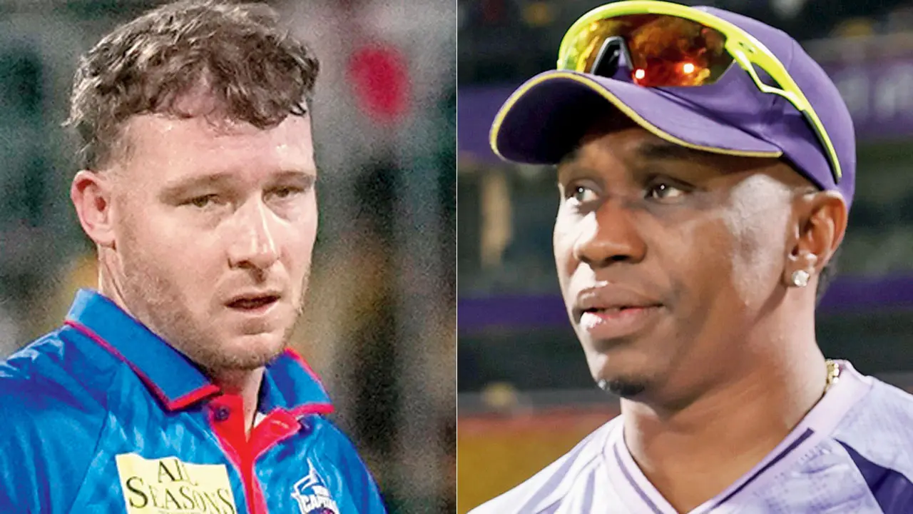 David Miller. Pic/PTI; (right) Dwayne Bravo. Pic/IPL