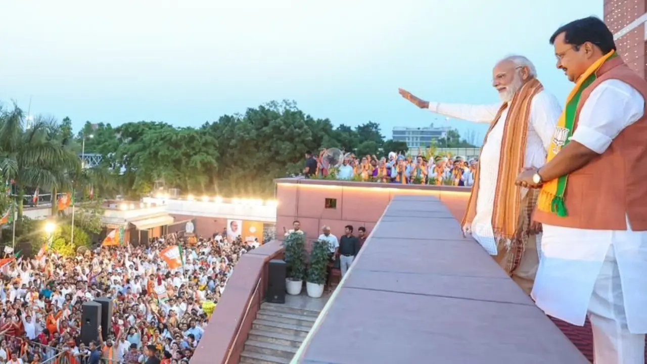 PM Modi praised BJP's strong performance in West Bengal and Assam. Pic/X