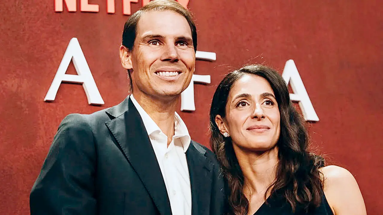 Rafael Nadal with wife Maria Perello. Pic/Nadal’s Instagram