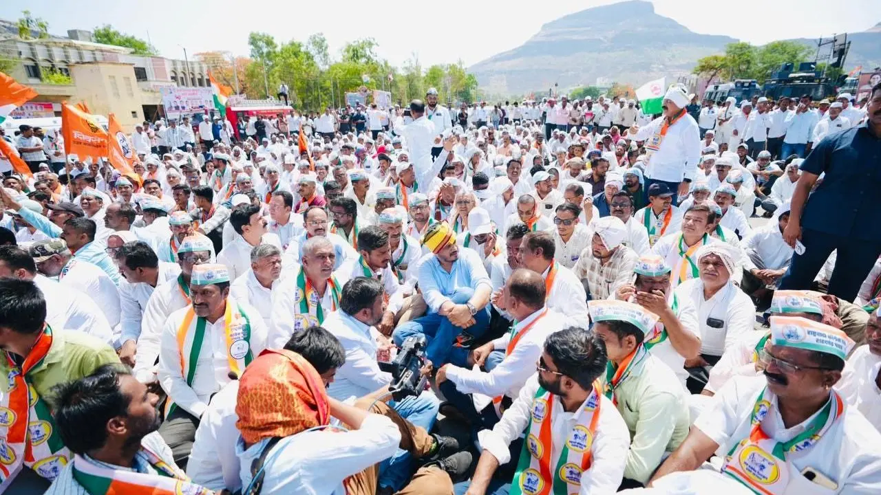 The leaders were detained by police during the demonstration and later released. (Pics/ Rohit Pawar on X) The leaders were detained by police during the demonstration and later released. (Pics/ Rohit Pawar on X)