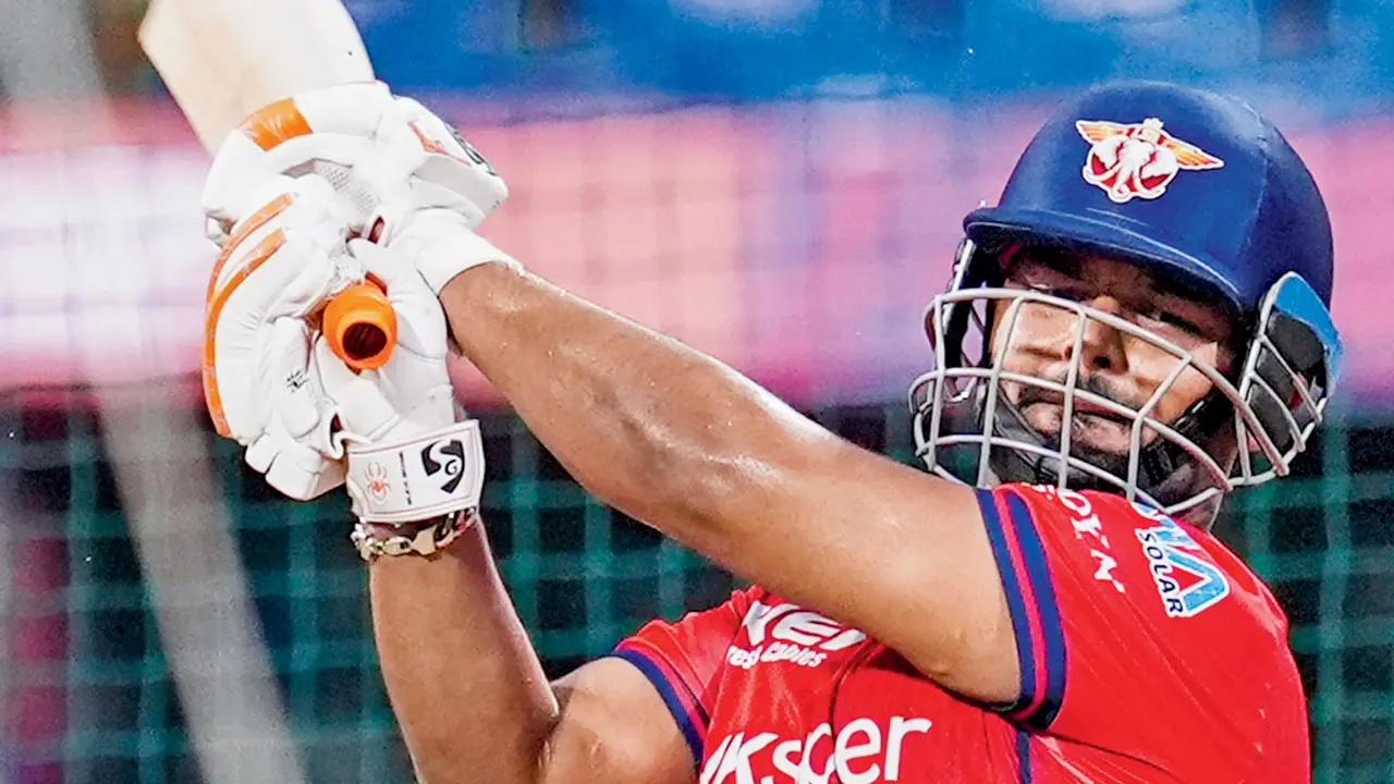 Skipper Rishabh Pant during LSG’s practice session at Wankhede on Sunday. Pic/PTI