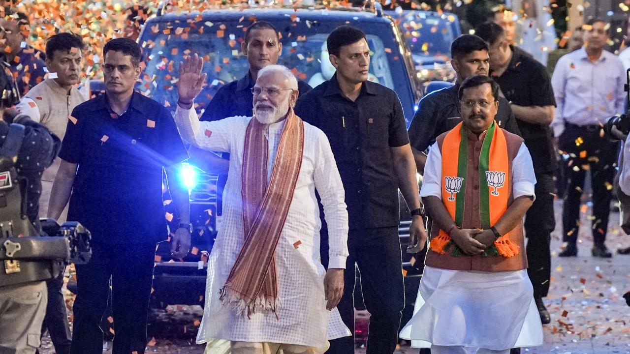 PM Modi, during his address at BJP headquarters in Delhi, said, "This day is historic, unprecedented; I share happiness of all BJP workers"