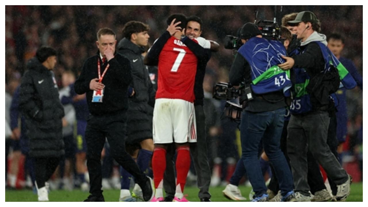 Saka slotted the rebound after Leandro Trossard's shot was saved by Jan Oblak in the 45th minute to score the only goal of the match, giving Arsenal a 2-1 win